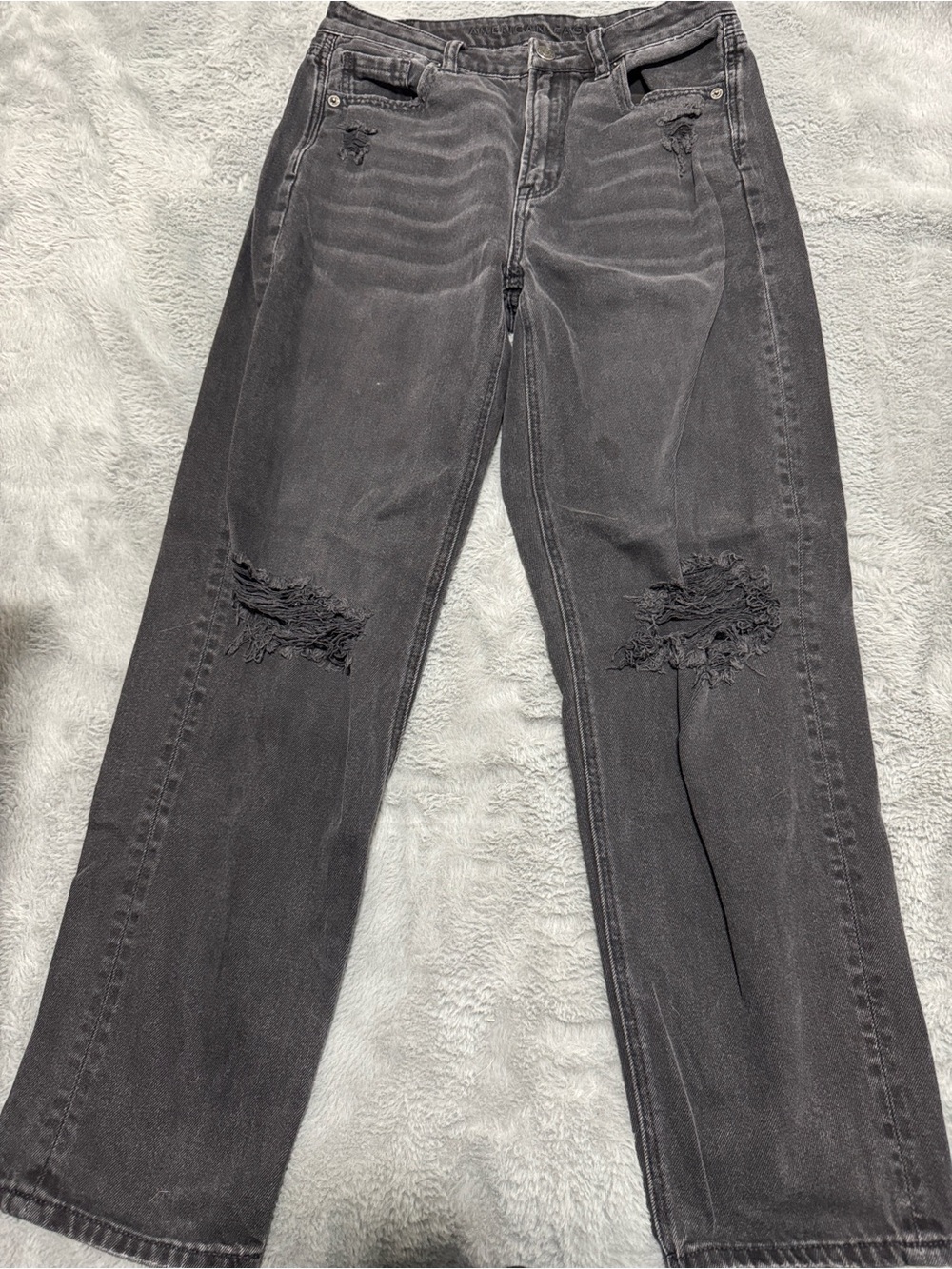 American Eagle Outfitters Black Distressed Boyfriend Jeans